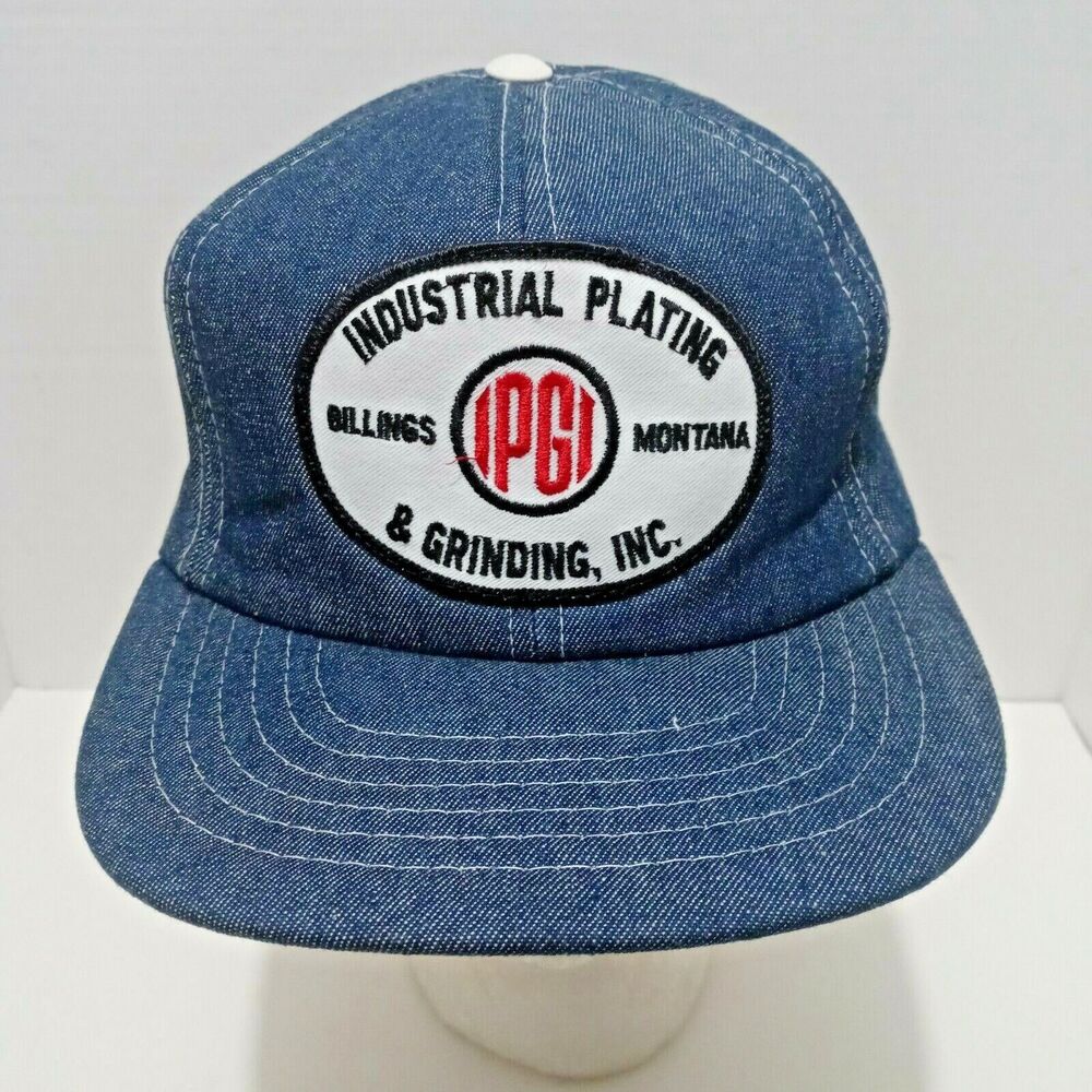 Vtg INDUSTRIAL PLATING & Grinding Inc Billings MT Denim Snapback Hat Cap  EUC